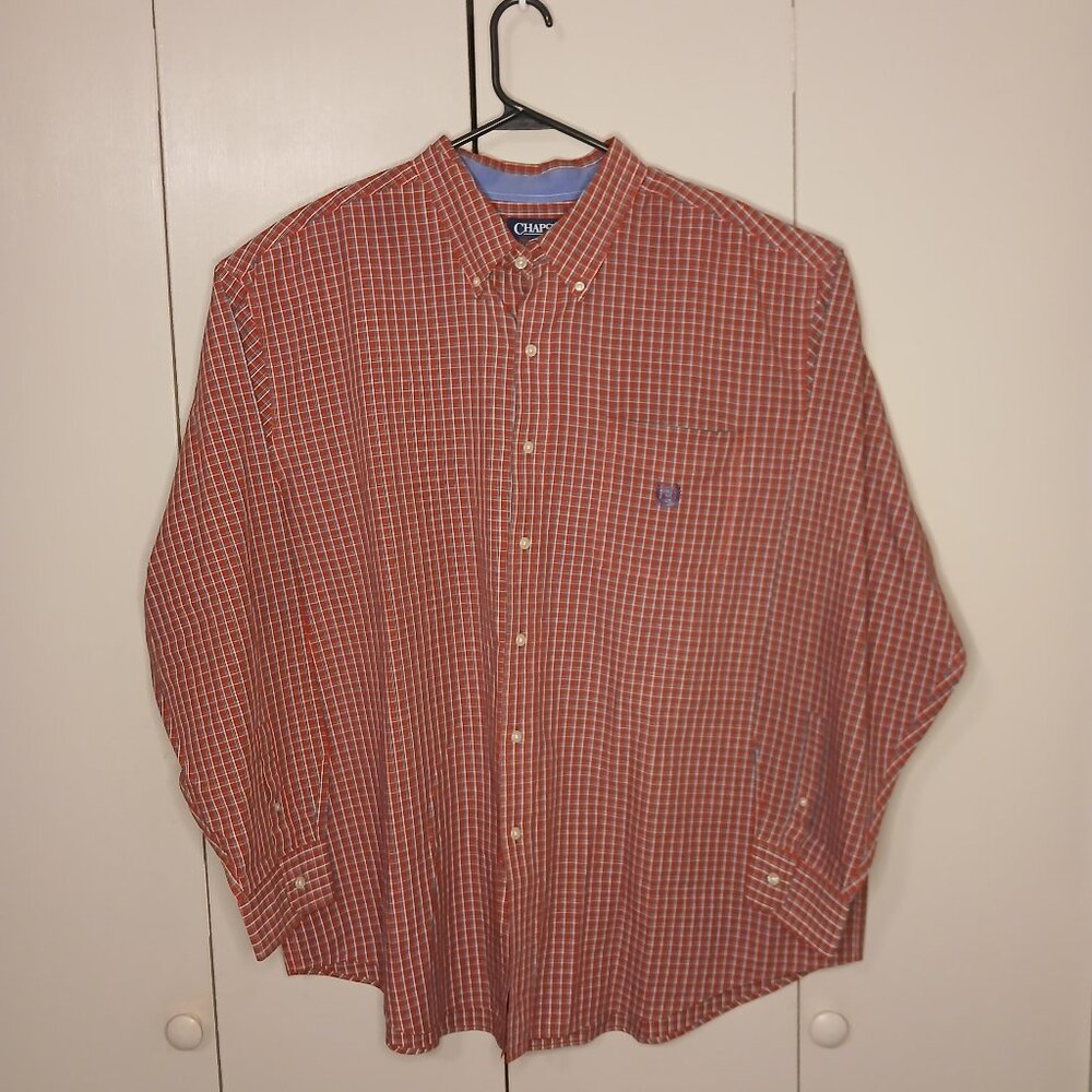 Chaps Men's Easy-Care Button-Down Shirt 3XB/3TF Red Plaid (0676N3)